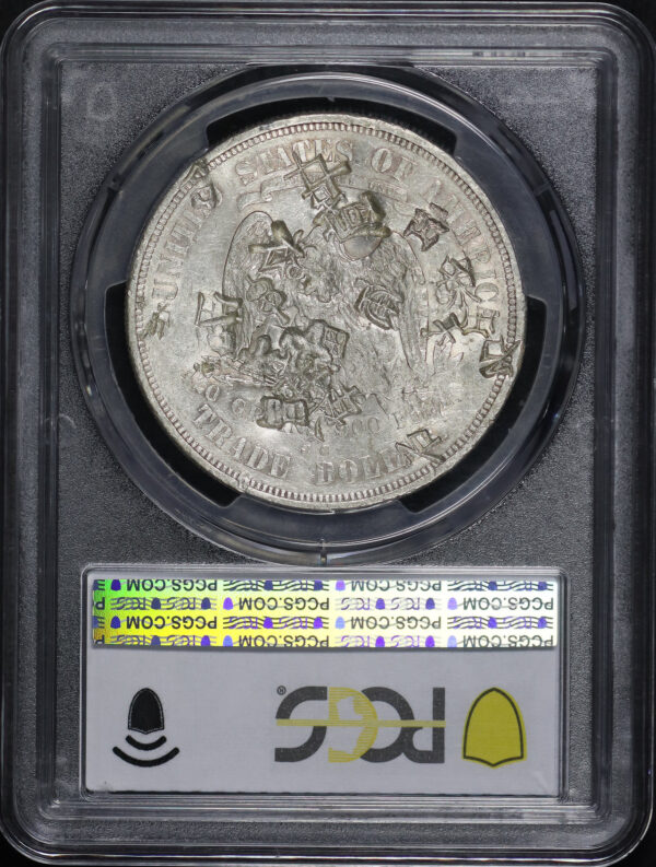 Reverse of this 1875-CC Trade Dollar Chop Mark PCGS AU-53