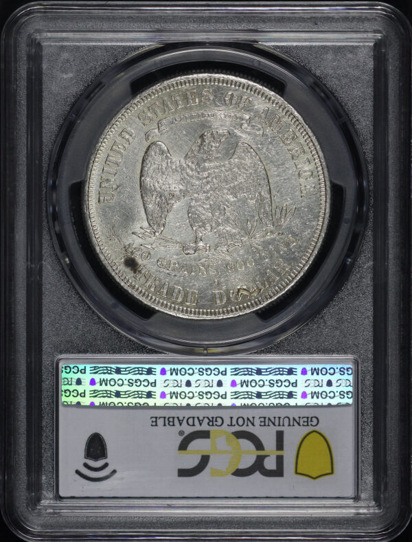 Reverse of this 1876-S Trade Dollar Chop Mark PCGS XF Details Harshly Cleaned Chopmarked 