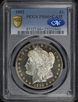 Obverse of this 1892 Morgan Dollar PCGS PR-66+ CAM CAC