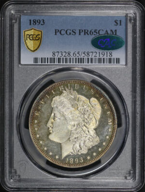 Obverse of this 1893 Morgan Dollar PCGS PR-65 CAM CAC