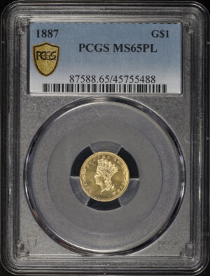 Obverse of this 1887 Gold Dollar Type 3 PCGS MS-65 PL
