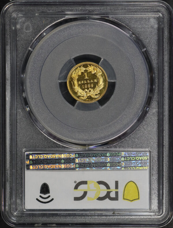 Reverse of this 1889 Gold Dollar Type 3 PCGS PR-66+ CAM CAC