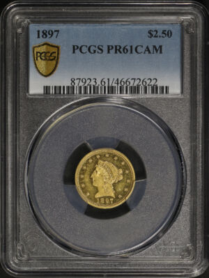 Obverse of this 1897 Liberty Head $2.5 PCGS PR-61 CAM