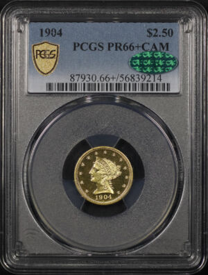 Obverse of this 1904 Liberty Head $2.5 PCGS PR-66+ CAM CAC