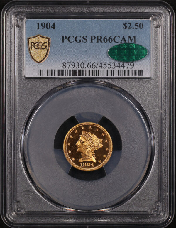 Obverse of this 1904 Liberty Head $2.5 PCGS PR-66 CAM CAC