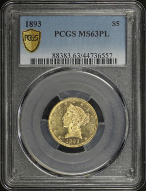 Obverse of this 1893 Liberty Head $5 PCGS MS-63 PL
