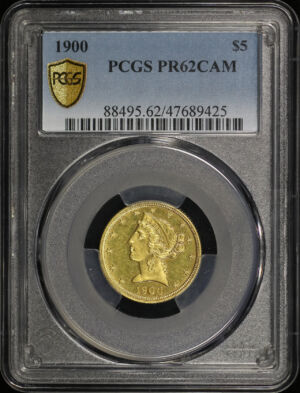 Obverse of this 1900 Liberty Head $5 PCGS PR-62 CAMEO
