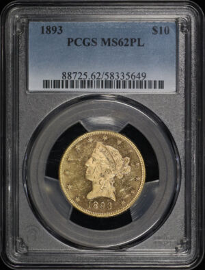Obverse of this 1893 Liberty Head $10 PCGS MS-62 PL