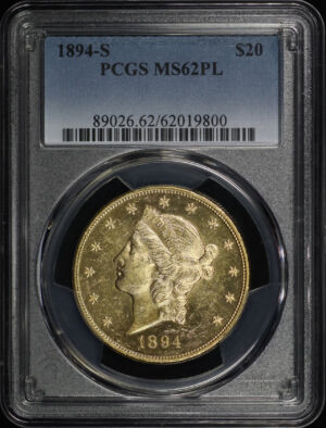 Obverse of this 1894-S Liberty Head $20 Type 3 PCGS MS-62 PL