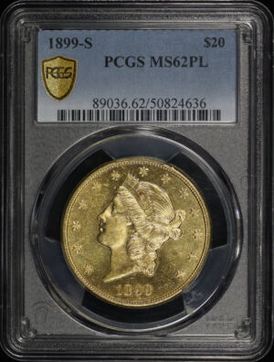 Obverse of this 1899-S Liberty Head $20 Type 3 PCGS MS-62 PL