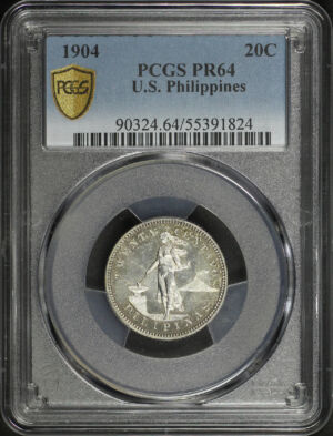 Obverse of this 1904 U.S. Philippines 20C PCGS PR-64