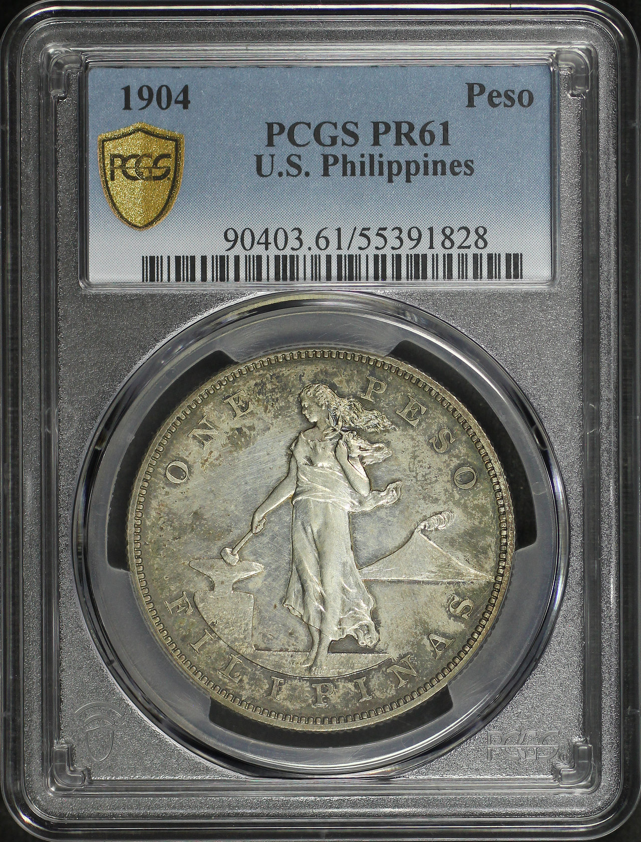 Obverse of this 1904 U.S. Philippines Peso PCGS PR-61