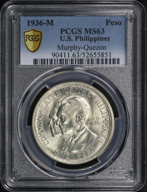 Obverse of this 1936 U.S. Philippines Murphy-Quezon Peso PCGS MS-63