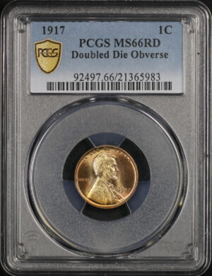 Obverse of this 1917 Lincoln Cent Wheat Reverse Doubled Die Obverse PCGS MS-66 RD