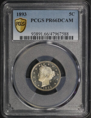 Obverse of this 1893 Liberty Nickel PCGS PR-66 DCAM