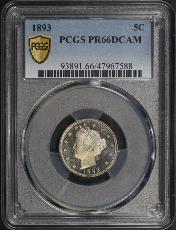 Obverse of this 1893 Liberty Nickel PCGS PR-66 DCAM