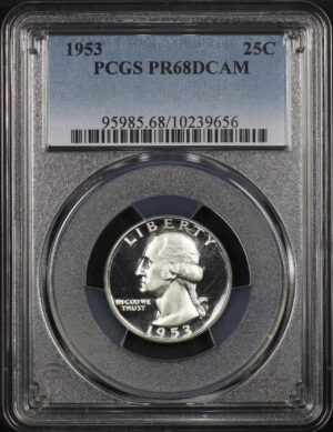 Obverse of this 1953 Washington Quarter PCGS PR-68 DCAM
