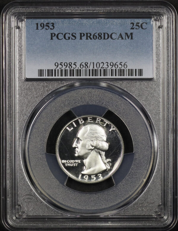 Obverse of this 1953 Washington Quarter PCGS PR-68 DCAM