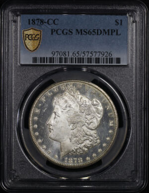 Obverse of this 1878-CC Morgan Dollar PCGS MS-65 DMPL