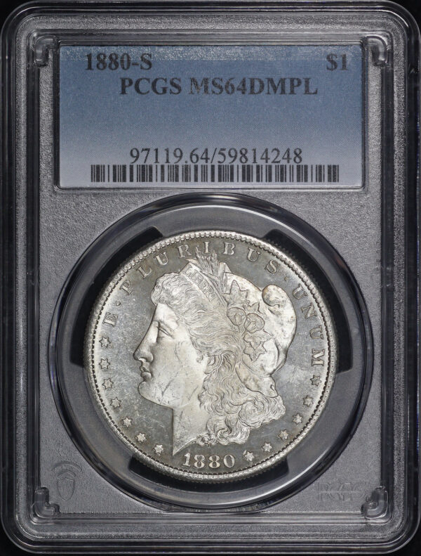 Obverse of this 1880-S Morgan Dollar PCGS MS-64 DMPL