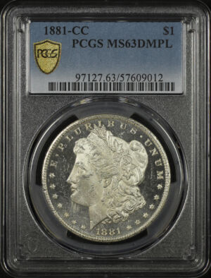Obverse of this 1881-CC Morgan Dollar PCGS MS-63 DMPL