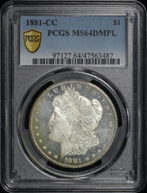 Obverse of this 1881-CC Morgan Dollar PCGS MS-64 DMPL