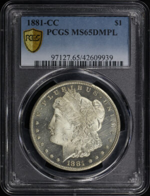 Obverse of this 1881-CC Morgan Dollar PCGS MS-65 DMPL