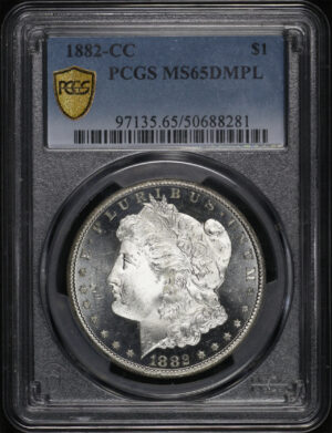 Obverse of this 1882-CC Morgan Dollar PCGS MS-65 DMPL