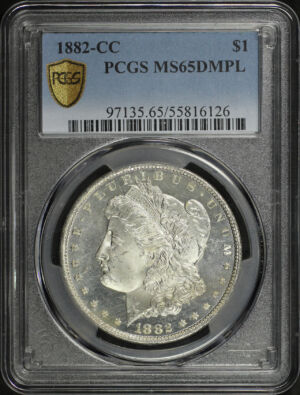 Obverse of this 1882-CC Morgan Dollar PCGS MS-65 DMPL
