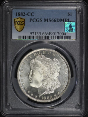 Obverse of this 1882-CC Morgan Dollar PCGS MS-66 DMPL