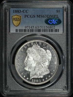 Obverse of this 1883-CC Morgan Dollar PCGS MS-63 DMPL CAC