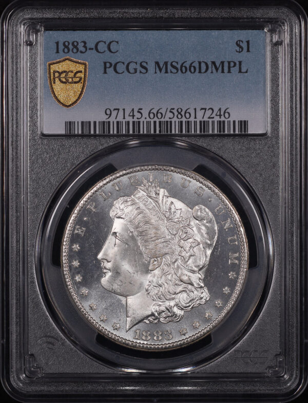 Obverse of this 1883-CC Morgan Dollar PCGS MS-66 DMPL