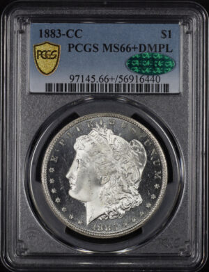 Obverse of this 1883-CC Morgan Dollar PCGS MS-66+ DMPL CAC