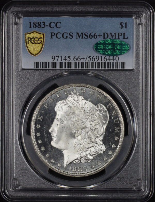 Obverse of this 1883-CC Morgan Dollar PCGS MS-66+ DMPL CAC