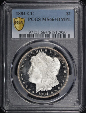 Obverse of this 1884-CC Morgan Dollar PCGS MS-66+ DMPL