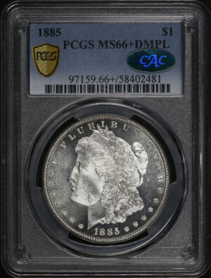 Obverse of this 1885 Morgan Dollar PCGS MS-66+ DMPL CAC
