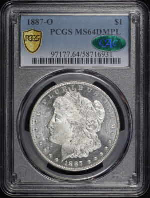 Obverse of this 1887-O Morgan Dollar PCGS MS-64 DMPL CAC