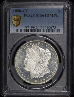 Obverse of this 1890-CC Morgan Dollar PCGS MS-64 DMPL
