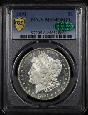Obverse of this 1891 Morgan Dollar PCGS MS-64 DMPL CAC