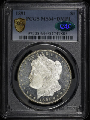 Obverse of this 1891 Morgan Dollar PCGS MS-64+ DMPL CAC