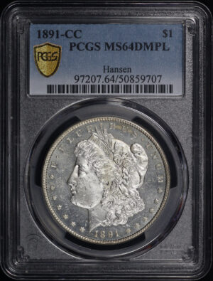 Obverse of this 1891-CC Morgan Dollar PCGS MS-64 DMPL Hansen
