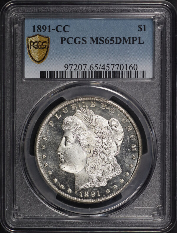 Obverse of this 1891-CC Morgan Dollar PCGS MS-65 DMPL