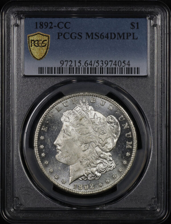 Obverse of this 1892-CC Morgan Dollar PCGS MS-64 DMPL
