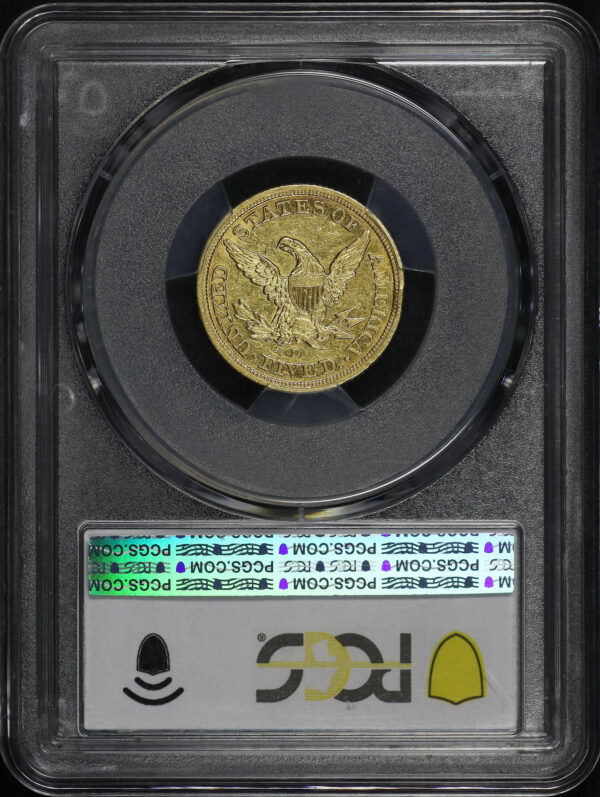 Reverse of this 1843-D Liberty Head $5 Small D PCGS AU-50