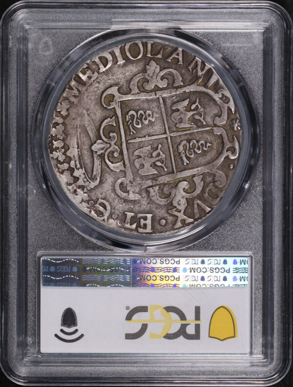 Reverse of this 1622 Italian States Milan Silver Ducatone D-4001 KM-43 PCGS VF-35