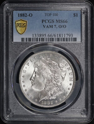 Obverse of this 1882-O Top-100 Morgan Dollar 0/0 VAM-7 PCGS MS-66 