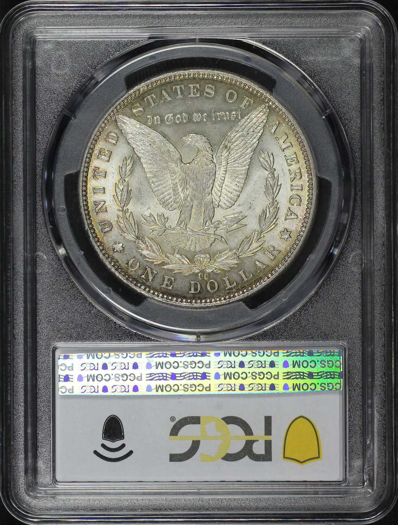 Reverse of this 1890-CC Top-100 Morgan Dollar VAM-4 Tailbar PCGS MS-62