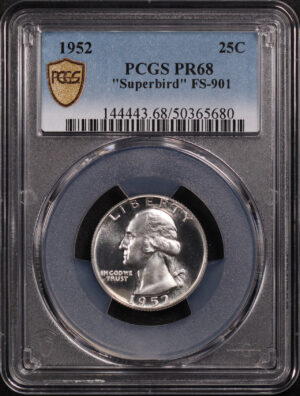 Obverse of this 1952 Washington Quarter PCGS PR-68 FS-901 “Superbird”