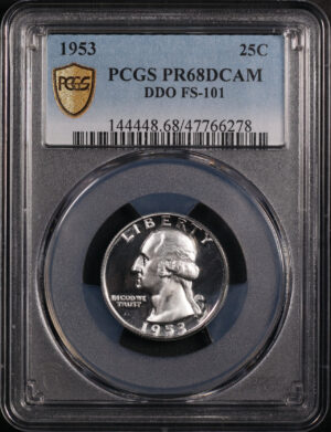 Obverse of this 1953 Washington Quarter PCGS PR-68 DCAM FS-101 DDO