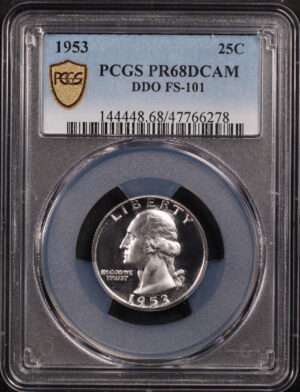 Obverse of this 1953 Washington Quarter PCGS PR-68 DCAM FS-101 DDO